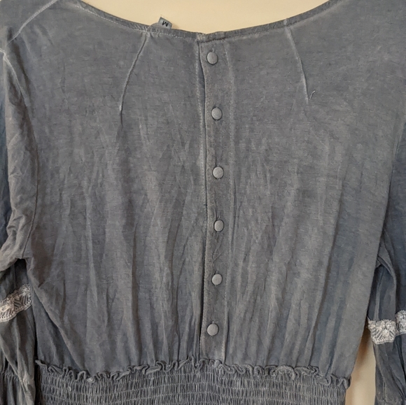 POL Size Medium Stretch Boho Distressed Long Tunic Blue Gray - Picture 9 of 9